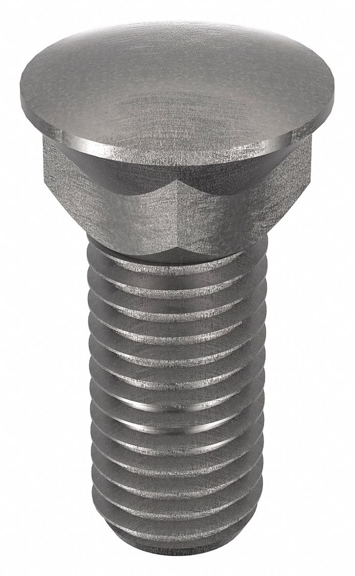 Plow Bolt: #3 Dome, 3/4"-10 Thread Size, 1 3/4 in Lg, Steel, Grade 8, Black Oxide, 10 PK