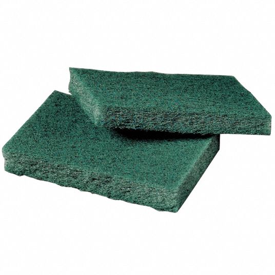 3M 4 1/2 in x 3 in Synthetic Fiber Scouring Pad, Green, 80PK 1CJ70