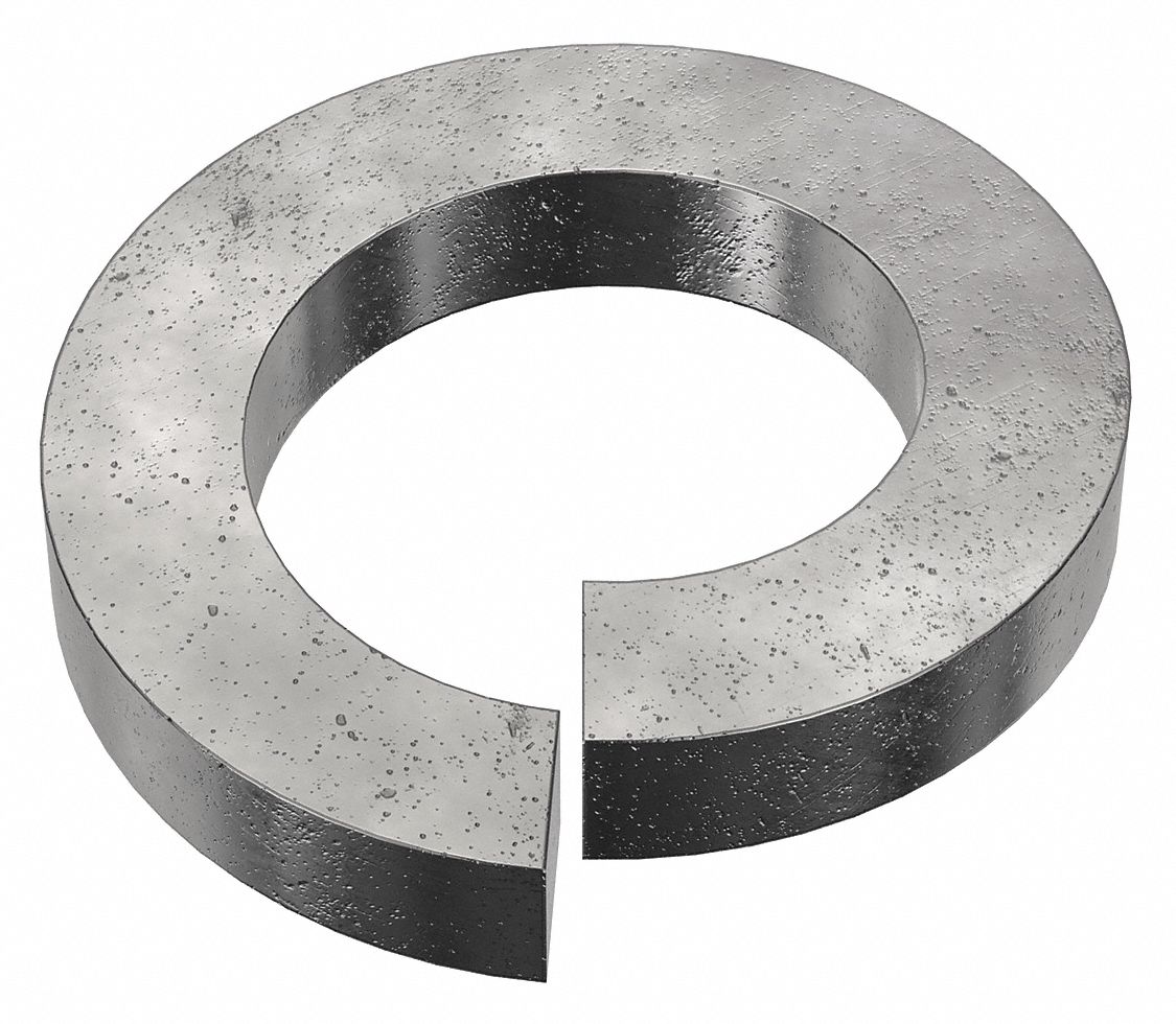 Split Lock Washer: Steel, 1 1/8 in Screw Sz, 1 1/8 in Max. Inside Dia, 9/32 in Max Thick, 25 PK