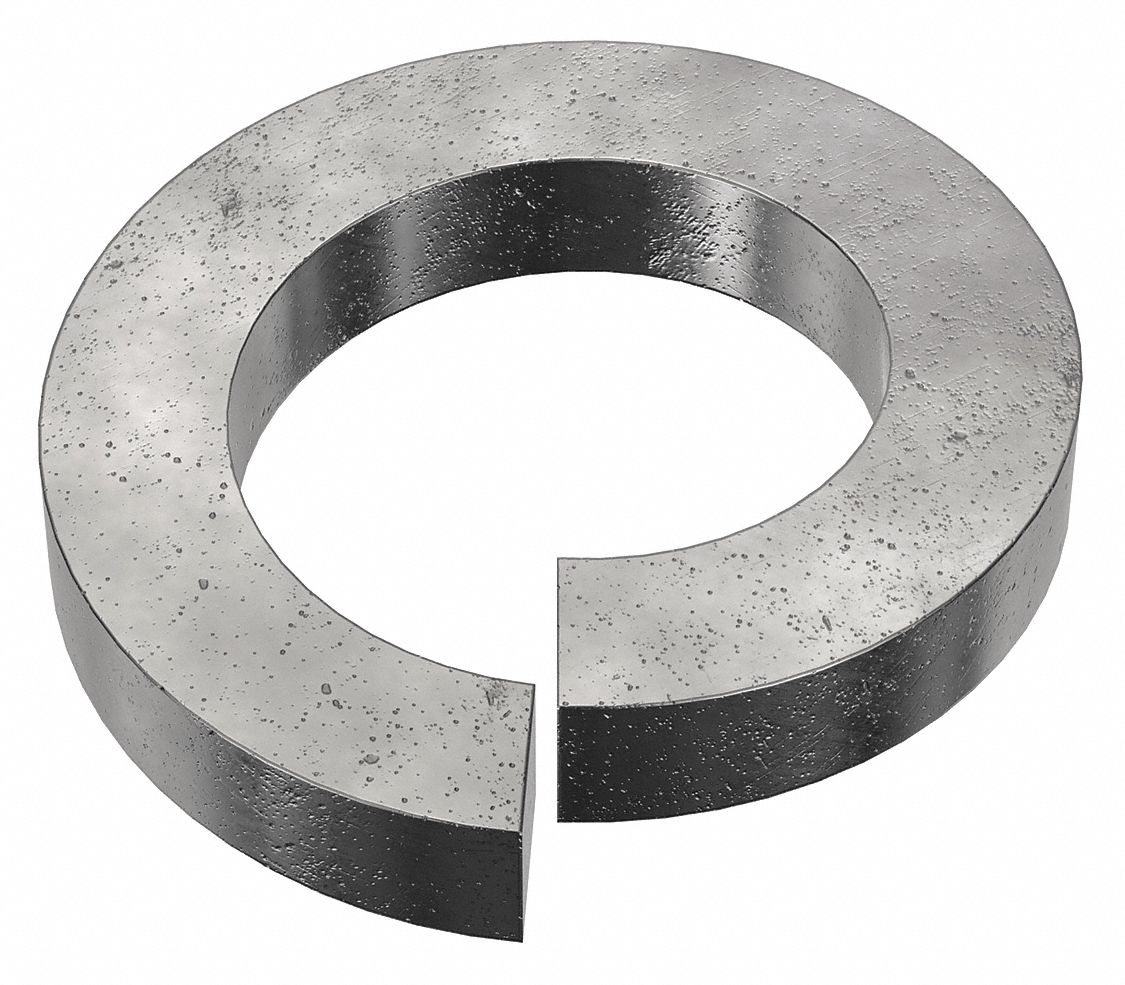 Split Lock Washer: Steel, 1 3/8 in Screw Sz, 1 25/64 in Max. Inside Dia, 11/32 in Max Thick, 10 PK