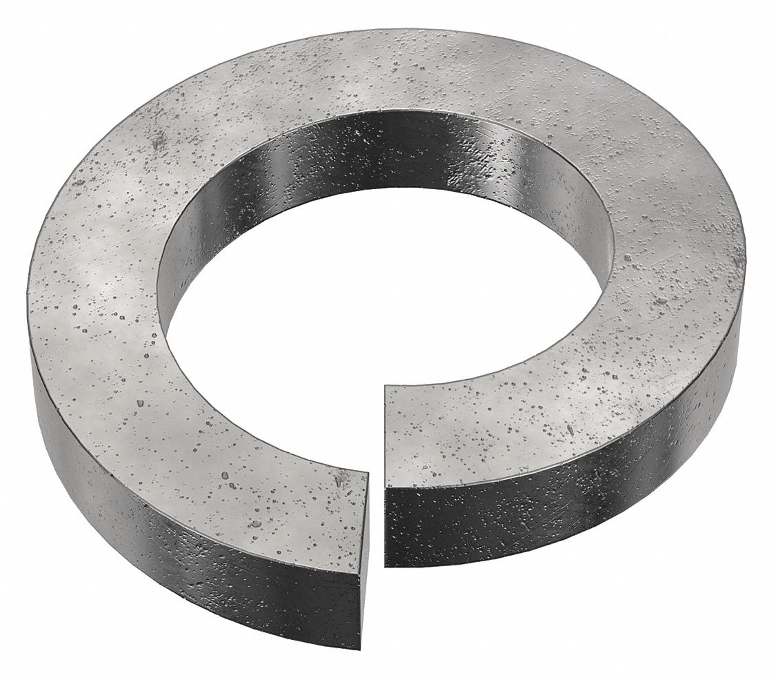 Split Lock Washer: Steel, 1 1/2 in Screw Sz, 1 17/32 in Max. Inside Dia, 3/8 in Max Thick, 10 PK