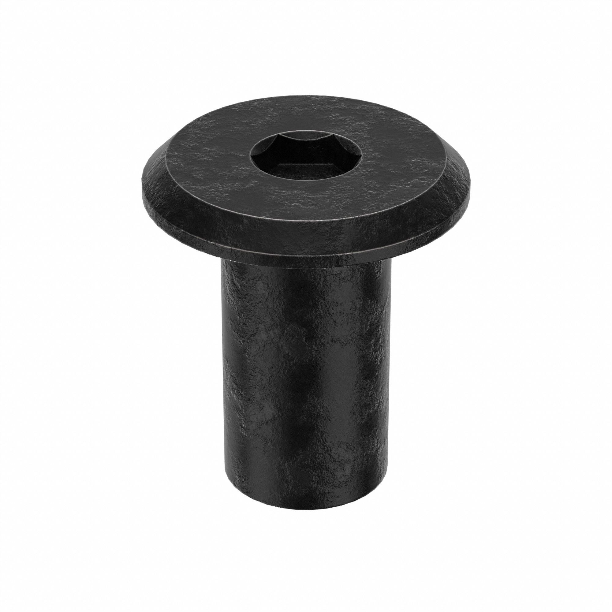 Female Binding Barrel: 1/4"-20 Thread Size, Truss Brl Hd, Internal Hex, 17 mm Brl Lg, Steel, 10 PK