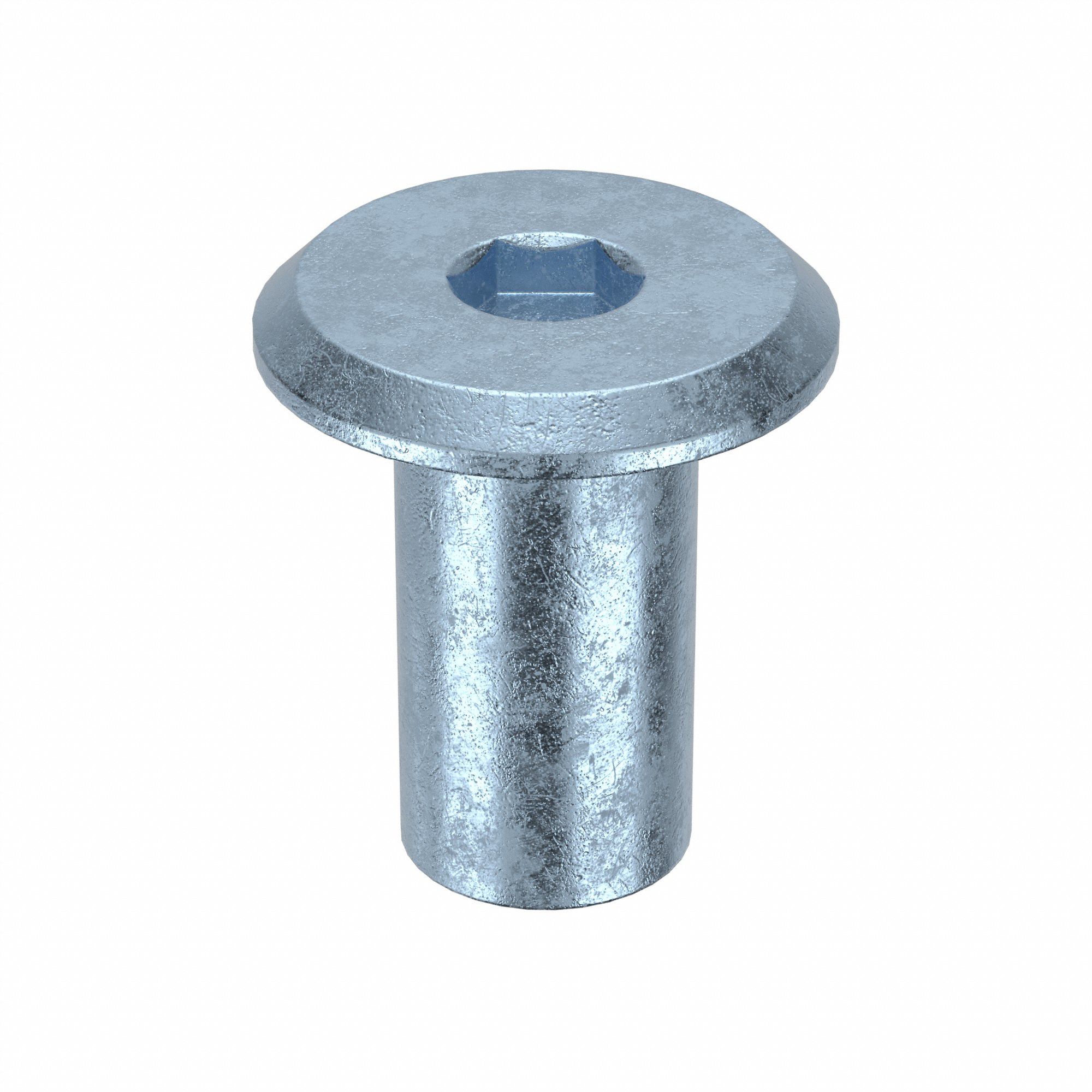 Female Binding Barrel: 1/4"-20 Thread Size, Truss Brl Hd, Internal Hex, 17 mm Brl Lg, Steel, 10 PK