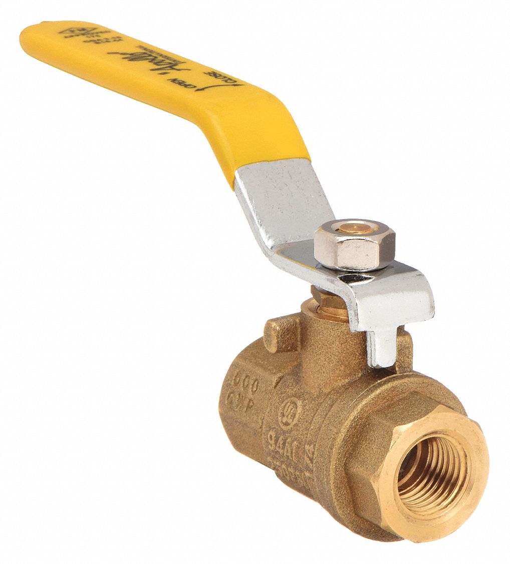 MANUAL TWO-WAY BALL VALVE: ¼ IN, BRASS, STRAIGHT, FNPT X FNPT, 600 PSI MAX. PRESSURE (CWP)