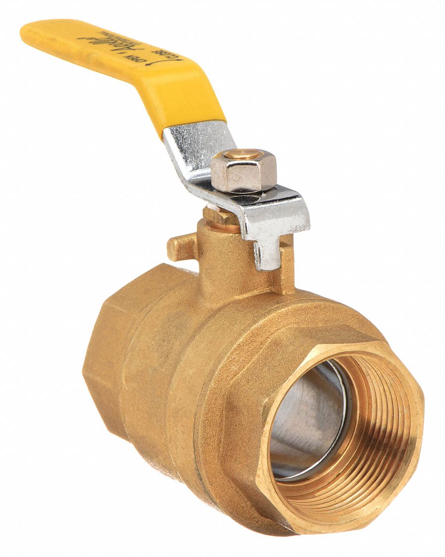 MANUAL TWO-WAY BALL VALVE: 2½ IN, BRASS, STRAIGHT, FNPT X FNPT, FULL BALL PORT, LEVER