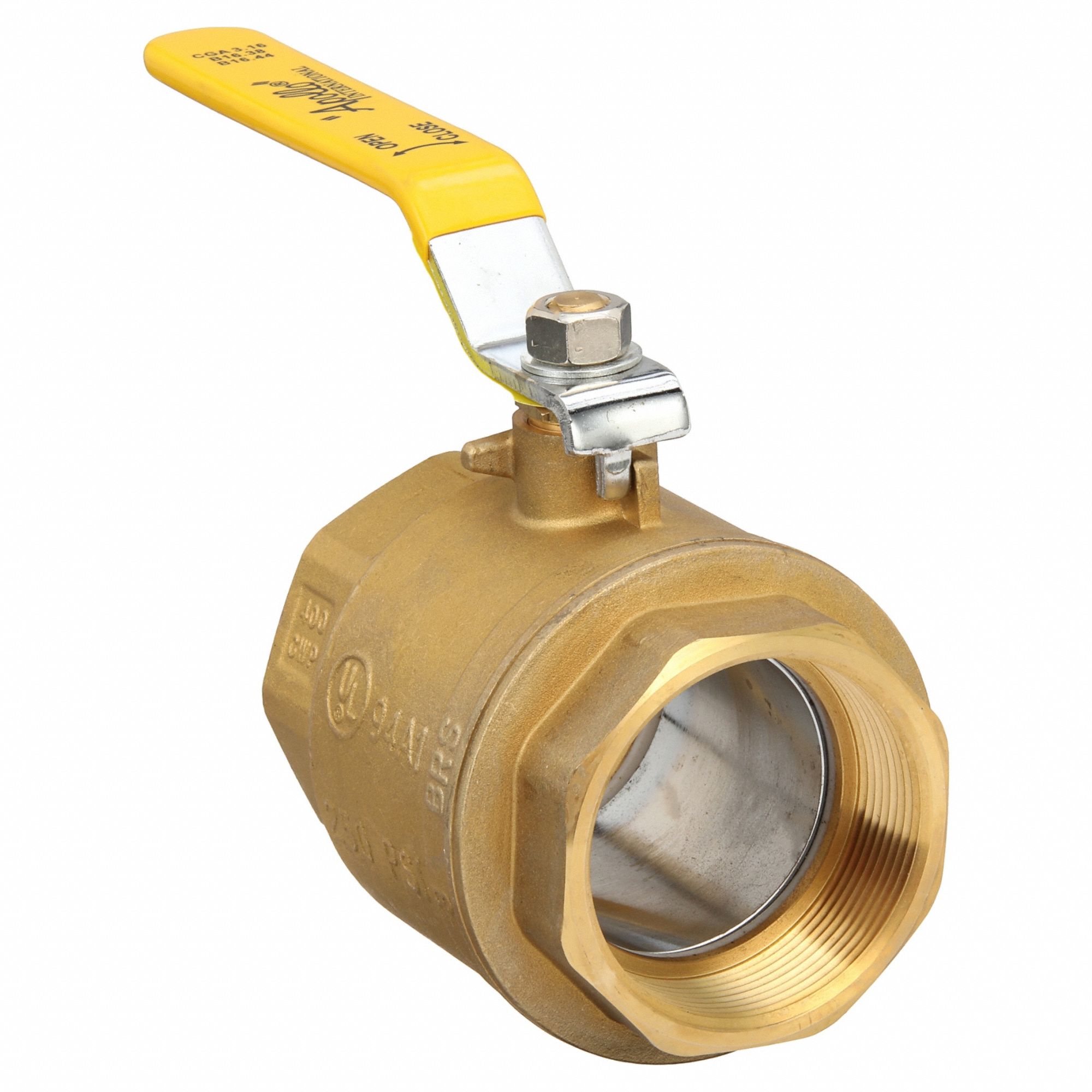 Manual Two-Way Ball Valve: 3 in, Brass, Straight, FNPT x FNPT, 400 psi Max. Pressure (CWP)