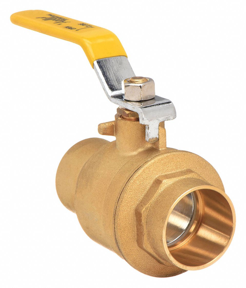 MANUAL TWO-WAY BALL VALVE: 1 IN, BRASS, STRAIGHT, SWEAT X SWEAT, 600 PSI MAX