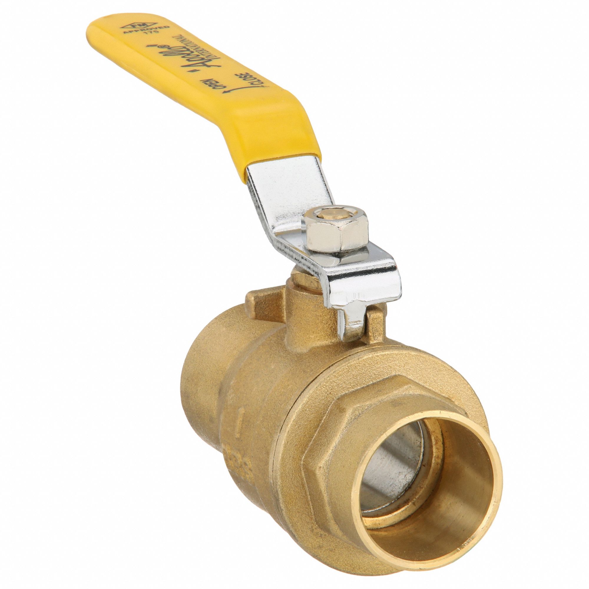 Manual Two-Way Ball Valve: 1 in, Brass, Straight, Sweat x Sweat, 600 psi Max. Pressure (CWP)