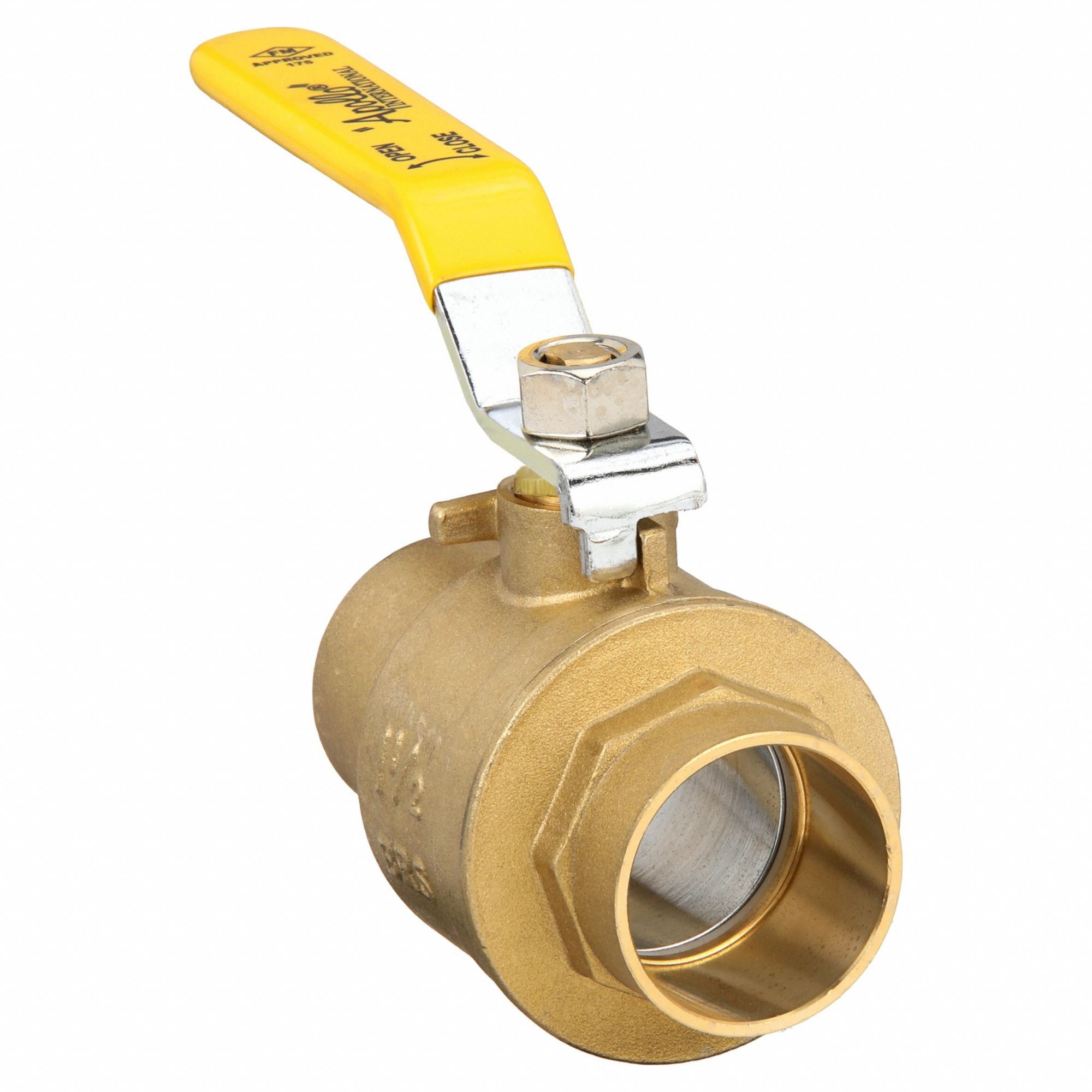 Manual Two-Way Ball Valve: 1 1/2 in, Brass, Straight, Sweat x Sweat, Full Port Ball Port