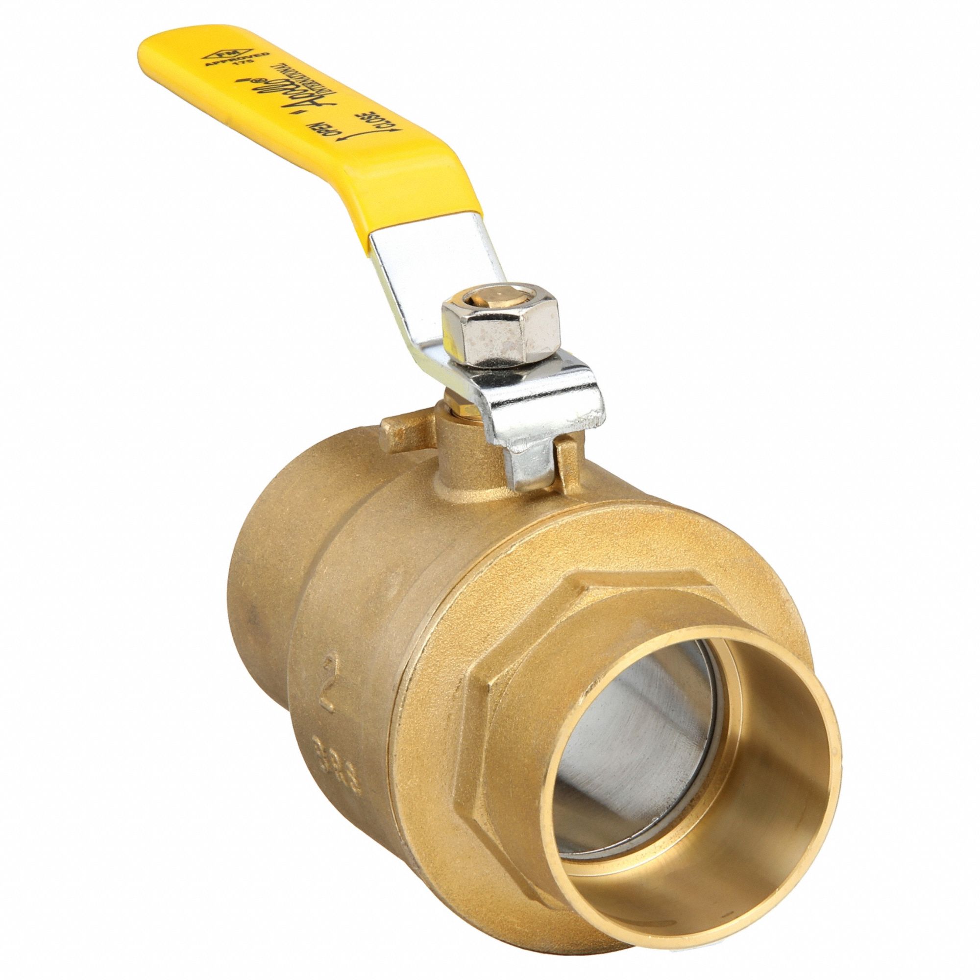 Manual Two-Way Ball Valve: 2 in, Brass, Straight, Sweat x Sweat, 600 psi Max. Pressure (CWP)