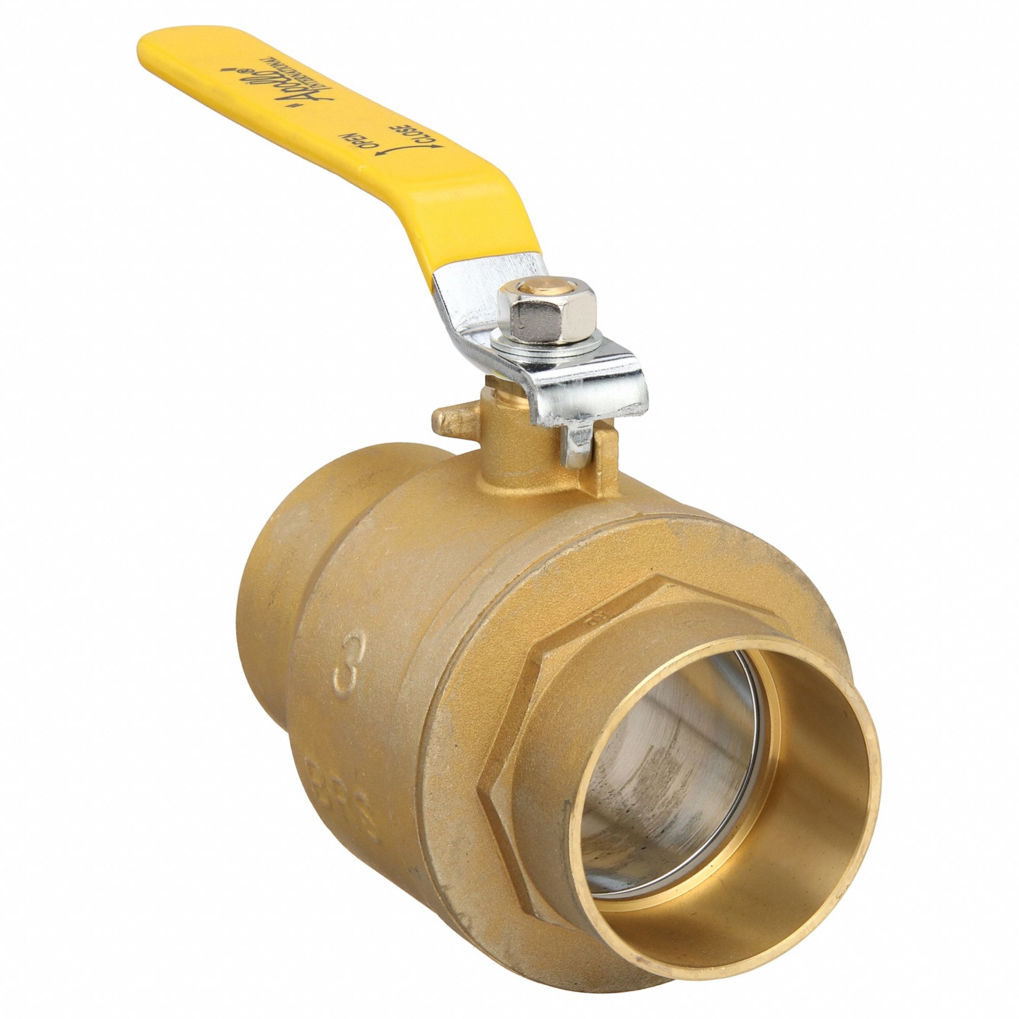 Manual Two-Way Ball Valve: 3 in, Brass, Straight, Sweat x Sweat, 400 psi Max. Pressure (CWP)