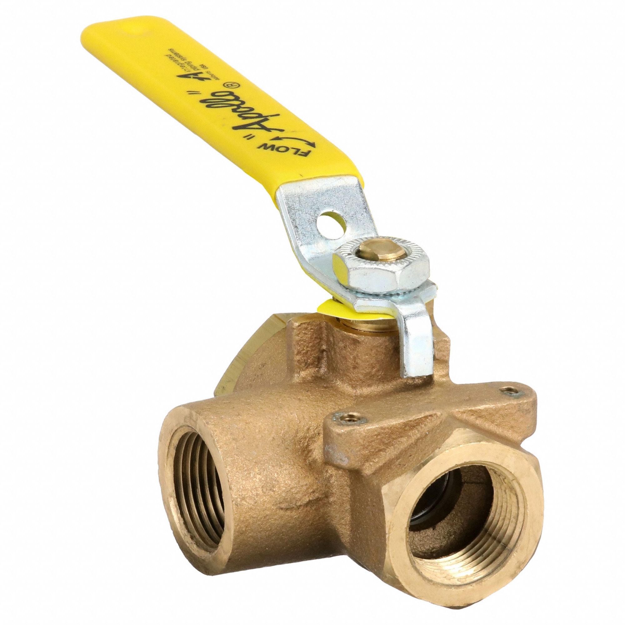APOLLO, 3/4 in, Bronze, Manual Three-Way Ball Valve - 1CKG3