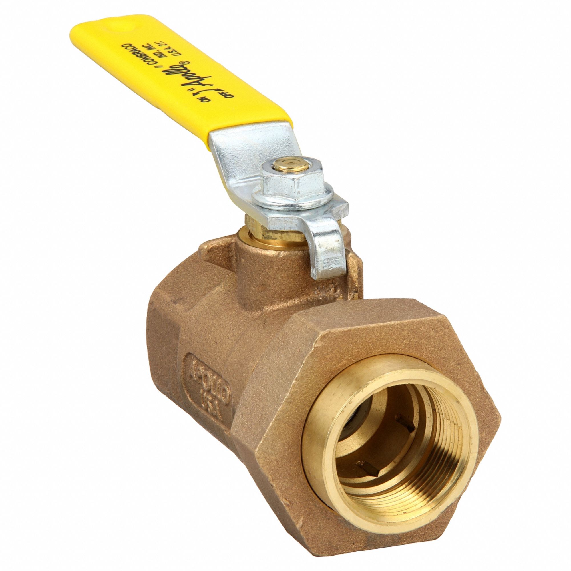 Manual Two-Way Ball Valve: 1 1/4 in, Bronze, Straight, FNPT x FNPT, Std Port, Two-Piece, PTFE