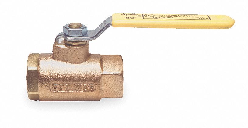 Bronze Gas Ball Valve,Inline,FNPT,1/2 In