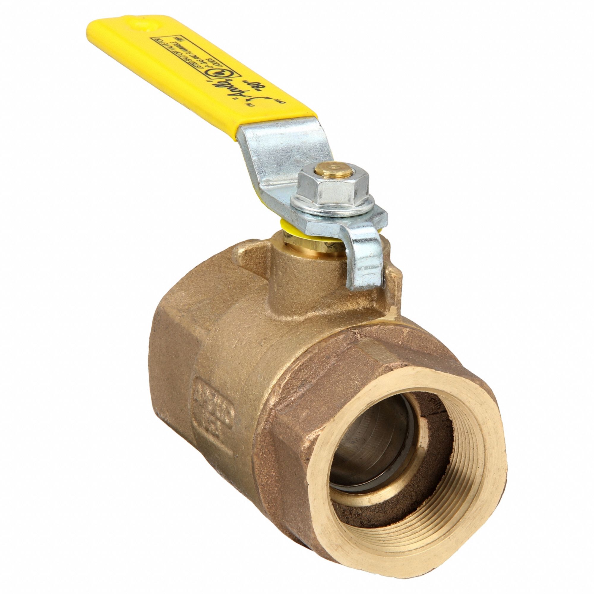 Manual Two-Way Ball Valve: 1 1/2 in, Bronze, Straight, FNPT x FNPT, Full Port Ball Port