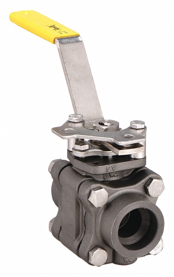 Manual Two-Way Ball Valve: 1/2 in, Carbon Steel, Straight, Sweat x Sweat, Full Port Ball Port
