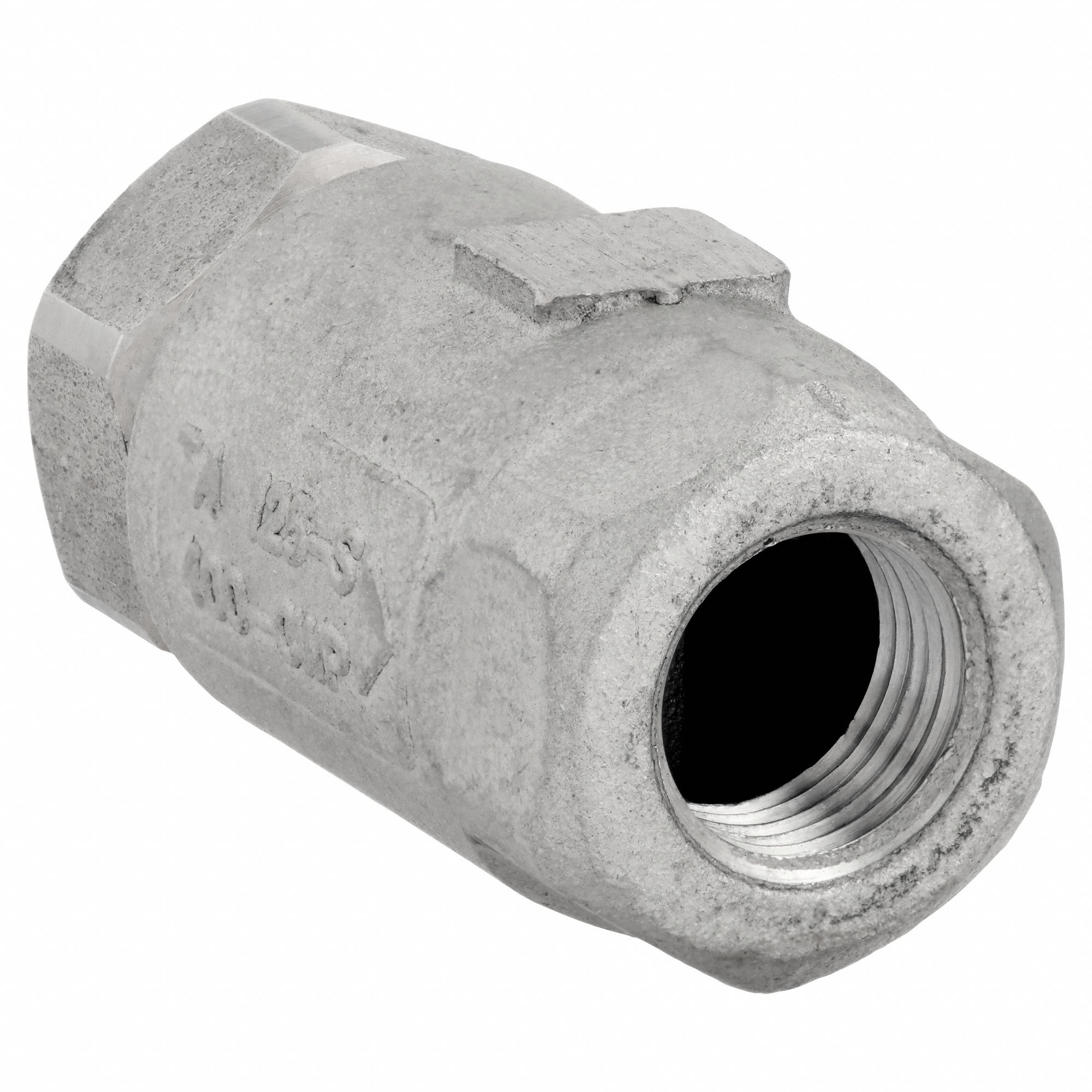 BALL CONE SPRING CHECK VALVE, BALL, INLINE VALVE BODY, CF8M STAINLESS STEEL, ⅜ IN PIPE