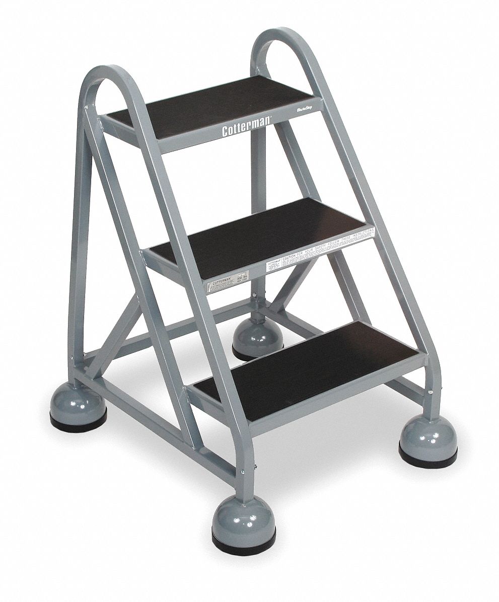 COTTERMAN Escalera Utilitaria Fija Aluminio 30 Capacidad de 500 lb.  Escalones: 3 Gris - Bancos Escalera - 20Z507