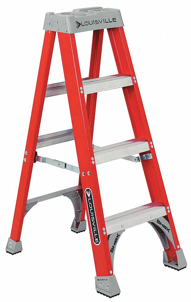 Stepladder, Fiberglass, 4 ft. H, 300 lb Cap