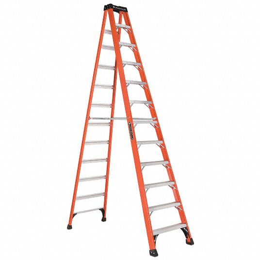 LOUISVILLE Stepladder: 12 ft Ladder Ht, 11 Steps, 375 lb Load Capacity ...