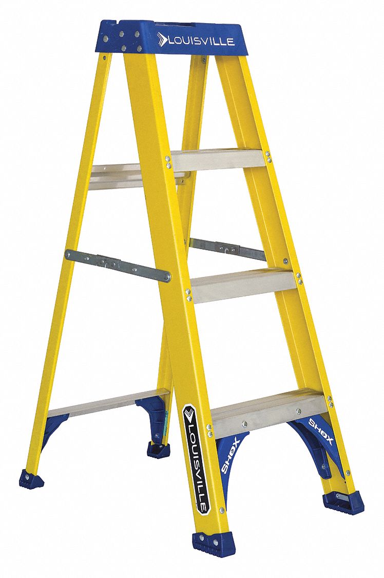 LOUISVILLE, 4 ft Ladder Ht, 3 Steps, Stepladder 1CMT2FS2004 Grainger
