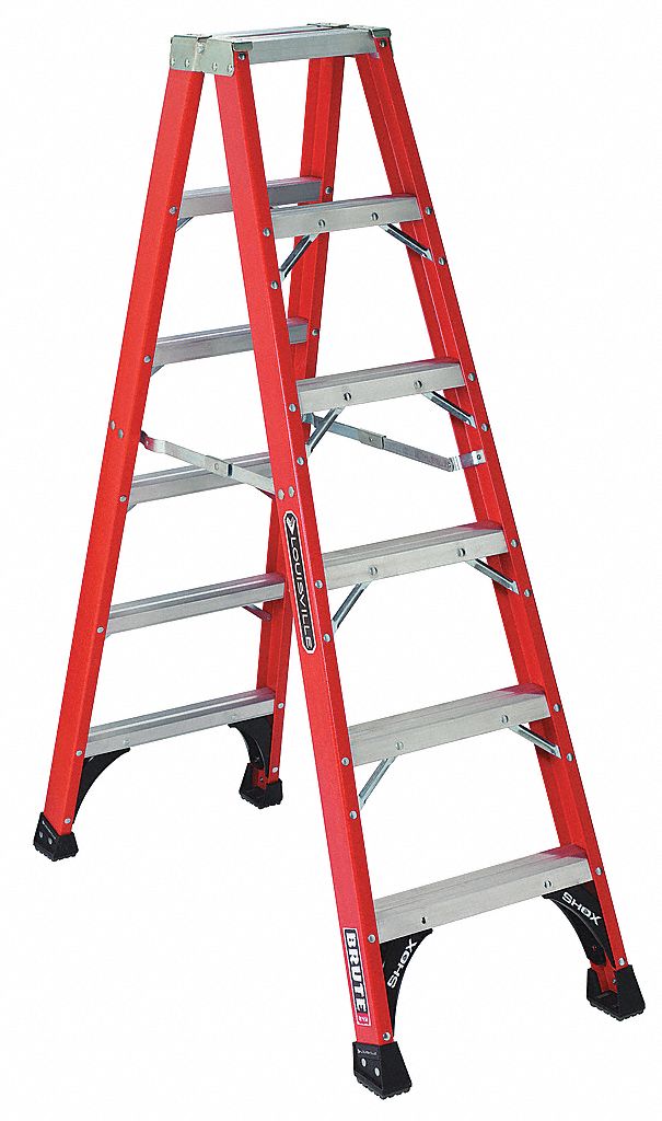 TWIN STEPLADDER,FBRGLS,IAA,6FT,FM1400HD