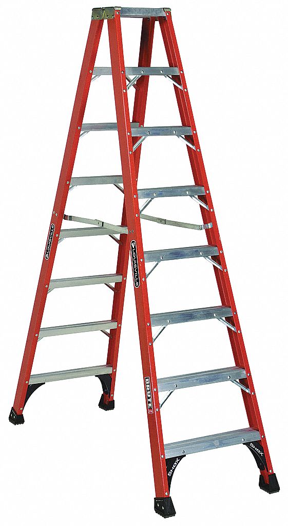 TWIN STEPLADDER,FBRGLS,IAA,8FT,FM1400HD