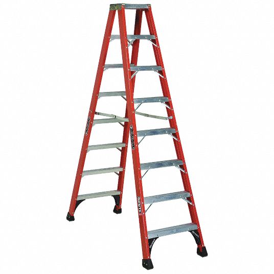 LOUISVILLE, 8 ft Ladder Size, Fiberglass, Twin Stepladder - 1CMT8 ...