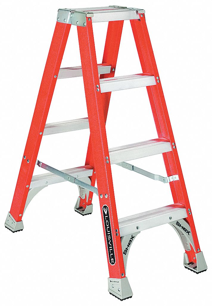 TWIN STEPLADDER, 4 FT LADDER SIZE, FIBREGLASS, 300 LB LOAD CAPACITY, 19 LB W