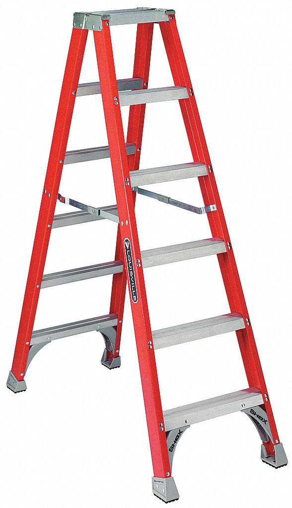 TWIN STEPLADDER,FIBERGLASS,IA,6FT,FM1500