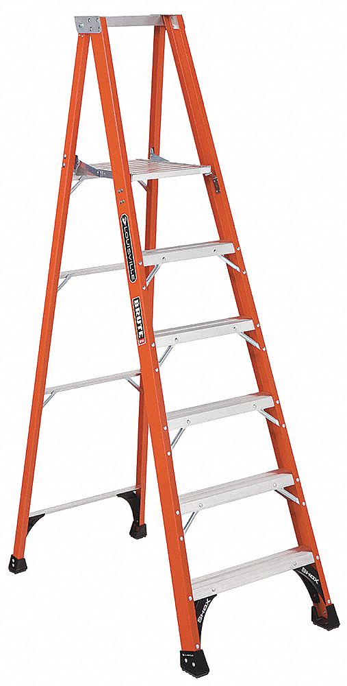 LOUISVILLE, Fiberglass, 375 lb Load Capacity, Platform Stepladder ...