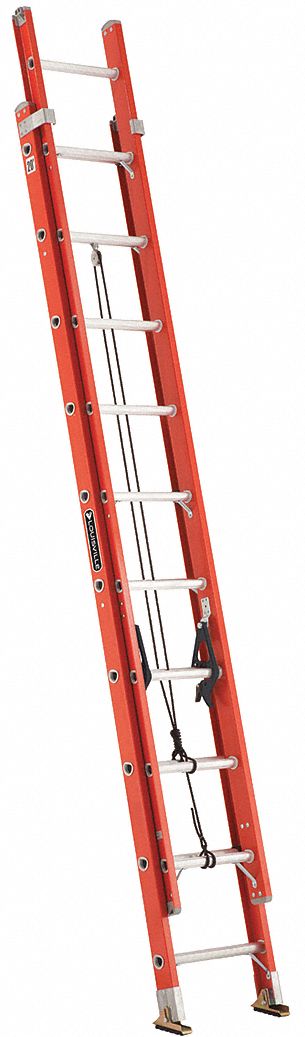 EXTENSION LADDER, 20 FT LADDER SIZE, FIBREGLASS, 300 LB LOAD CAPACITY, 42 LB W