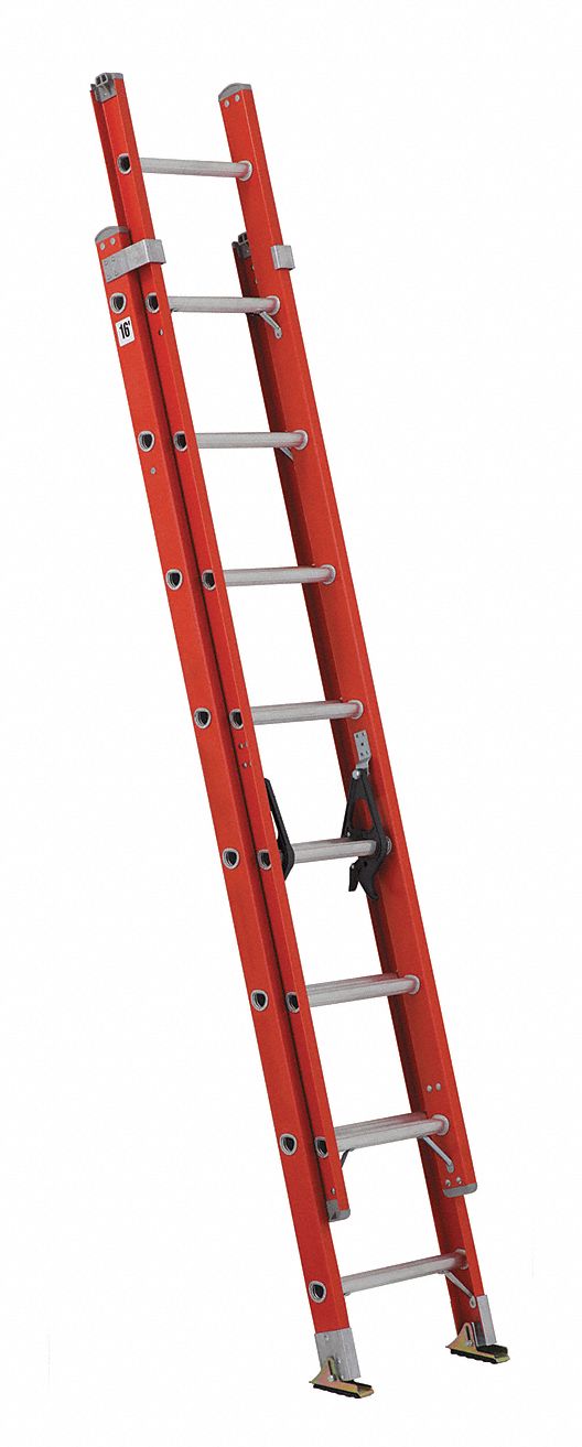 EXTENSION LADDER, 16 FT LADDER SIZE, FIBREGLASS, 300 LB LOAD CAPACITY, 30 LB W