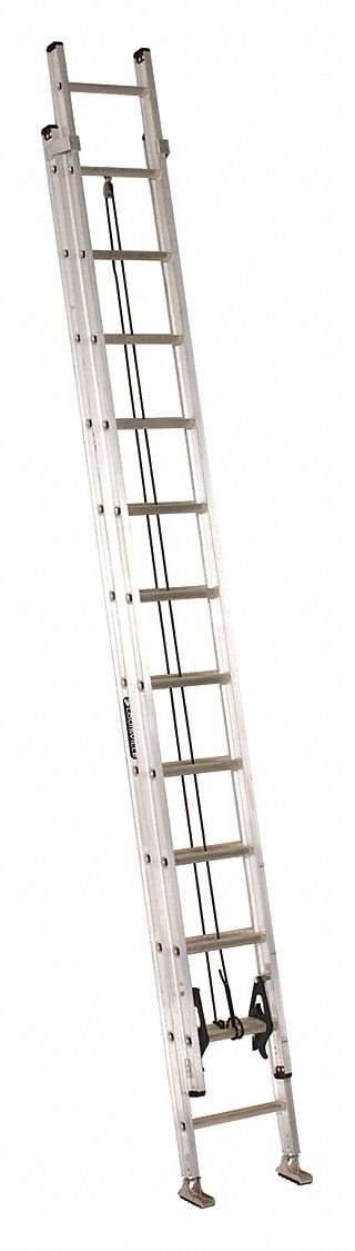 EXTENSION LADDER, 24 FT LADDER SIZE, ALUMINUM, 300 LB LOAD CAPACITY, 43 LB W, 2 SECTIONS
