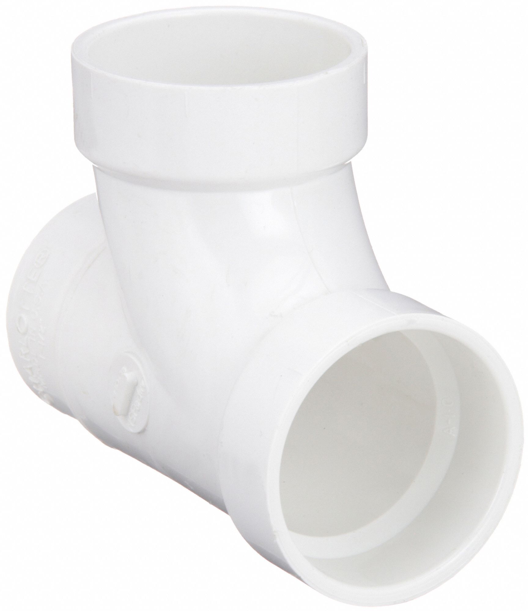 SANITARY REDUCING TEE: SCHEDULE 40, 2 IN X 1½ IN X 2 IN FITTING PIPE SIZE, WHITE