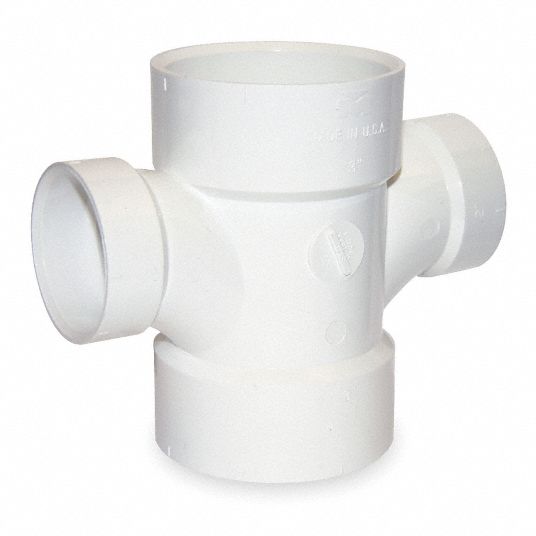 GRAINGER APPROVED PVC Sanitary Tee, Double Reducing, Hub, 2 in x 2 in x ...