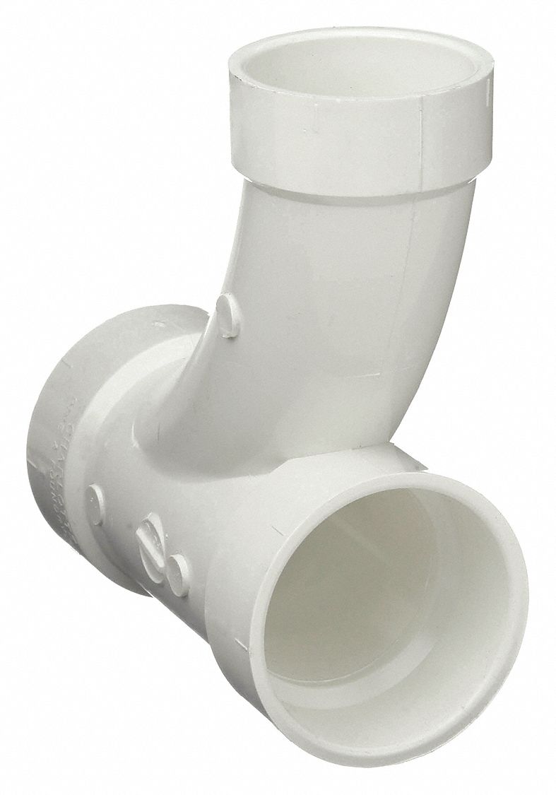 COMBINATION WYE & 45 °  REDUCING ELBOW: SCHEDULE 40, 2 IN X 2 IN X 1½ IN FITTING, WHITE