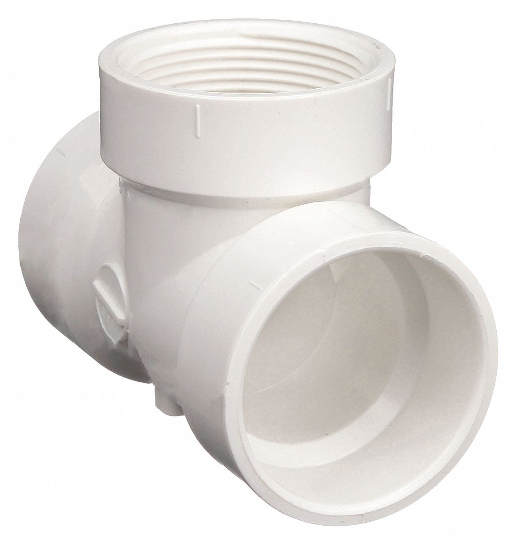 CLEANOUT TEE: SCHEDULE 40, 4 IN X 4 IN X 4 IN FITTING PIPE SIZE, WHITE