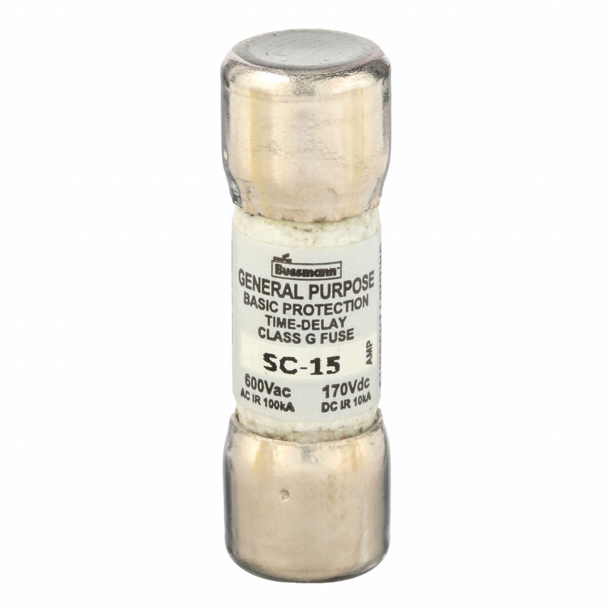 Fuse: Class G, SC Series, Time-Delay, 15 A, 600 V AC, Non-Indicating