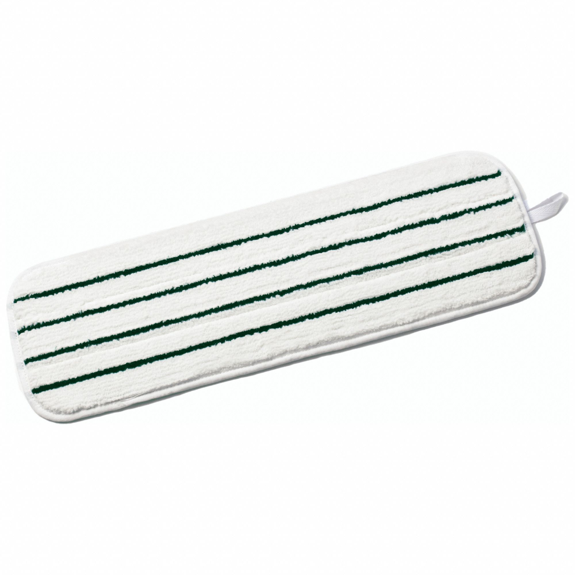 Mop Pad: Microfiber, Hook-and-Loop Connection, 24 in Wd, 5 1/2 in Dp, White, Launderable, 10 PK