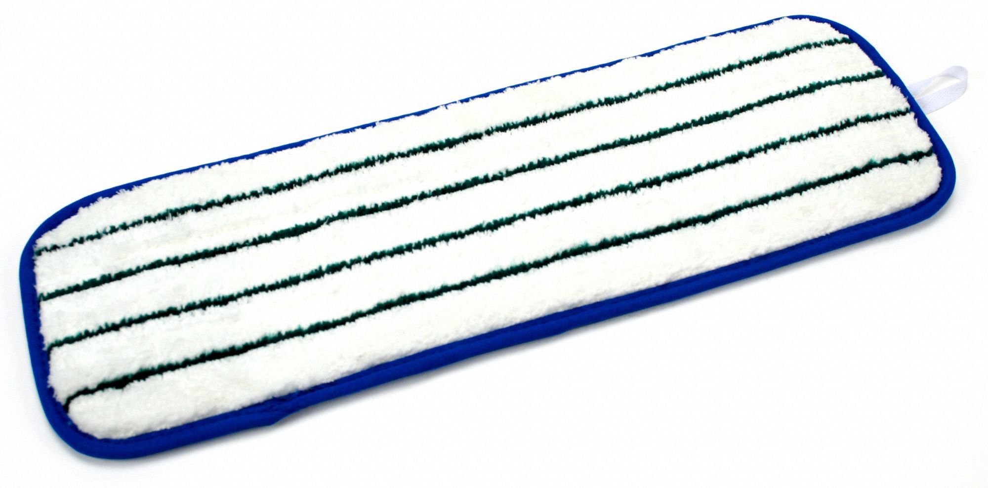 MOP PAD, MICROFIBRE, HOOK-AND-LOOP CONNECTION, 18 IN W, 5 IN D, BLUE, LAUNDERABLE, 10 PK