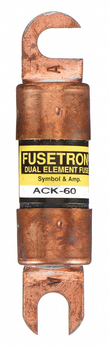 FORKLIFT LIMITER FUSE, 60 AMPS, 130V DC, BOLT-ON BODY, 3 IN L X 7/8 IN DIAMETER FUSE SIZE, ACK