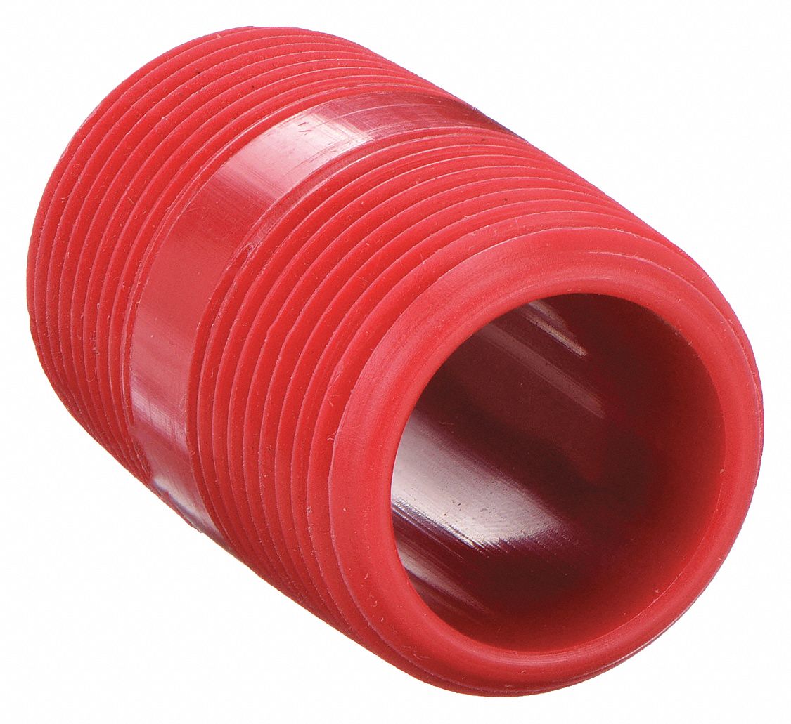 Nipple: Polyvinylidene, 1 in Nominal Pipe Size, 1 1/2 in Overall Lg, Fully Threaded, Schedule 80