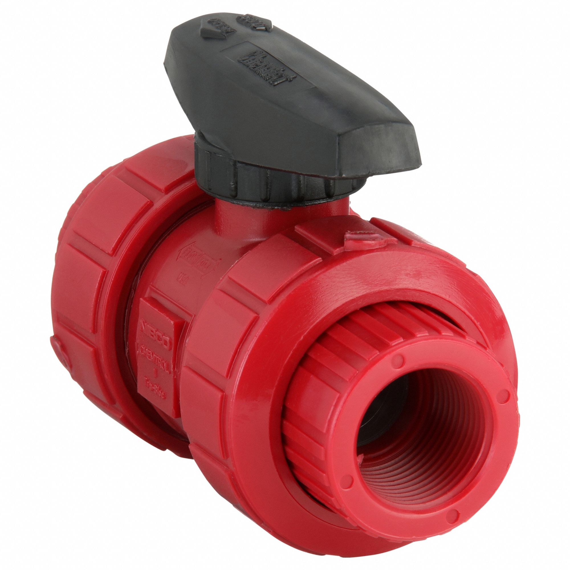 Manual Two-Way Ball Valve: 1 in, PVDF, Straight, FNPT x FNPT, 150 psi Max. Pressure (CWP)