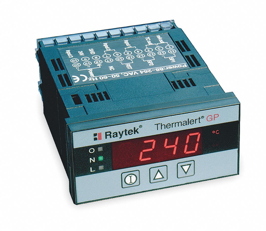 Digital Panel Meter: Temp or Process, Fits 1/8 DIN, NEMA 12, -9999 to 9999 Span, 4 Digit