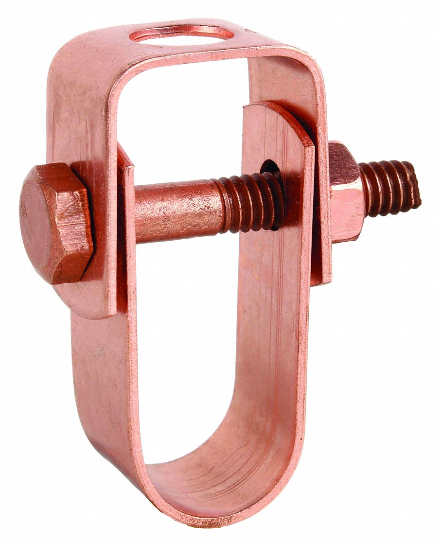 CLEVIS HANGER: COPPER-PLATED STEEL, FOR ½ IN PIPE, FOR ⅜ IN THREADED ROD, 215 LB CAPACITY