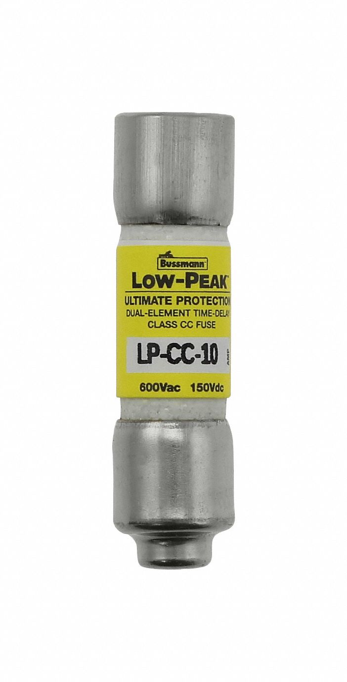 UL CLASS CC FUSE, TIME DELAY, 10 A, LP-CC, CYLINDRICAL BODY, NONINDICATING, 150V DC