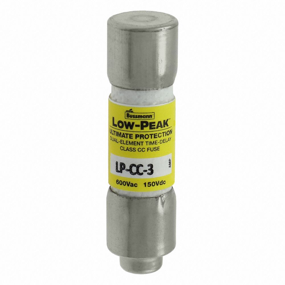 BUSSMANN UL Class CC Fuse Time Delay, 3 A, LPCC, 11/2 in L x 13/32 in dia Fuse Size 1CX55
