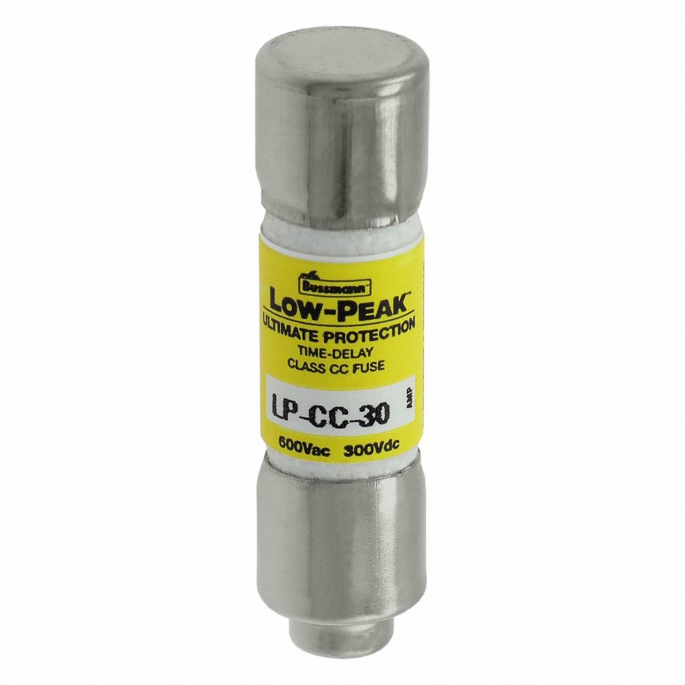 BUSSMANN UL Class CC Fuse Time Delay, 30 A, LPCC, 11/2 in L x 13/32