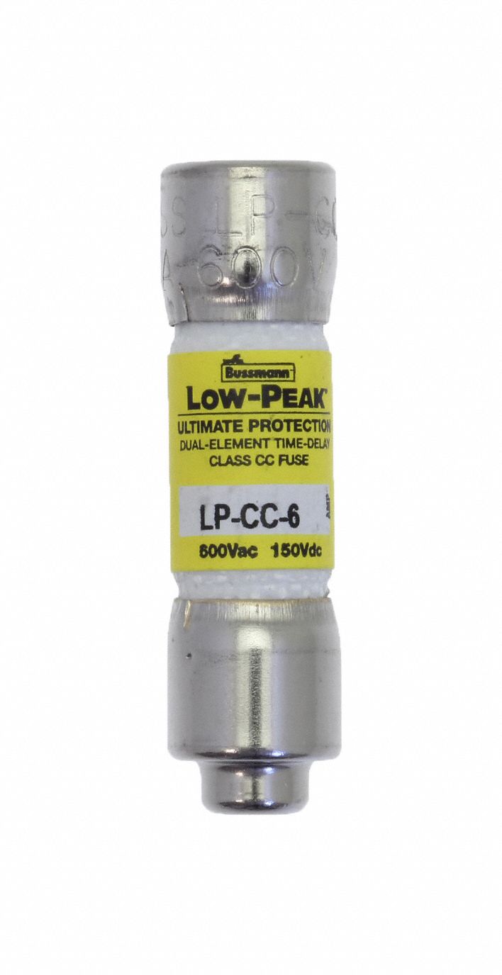 UL CLASS CC FUSE, TIME DELAY, 6 A, LP-CC, CYLINDRICAL BODY, NONINDICATING, 150V DC